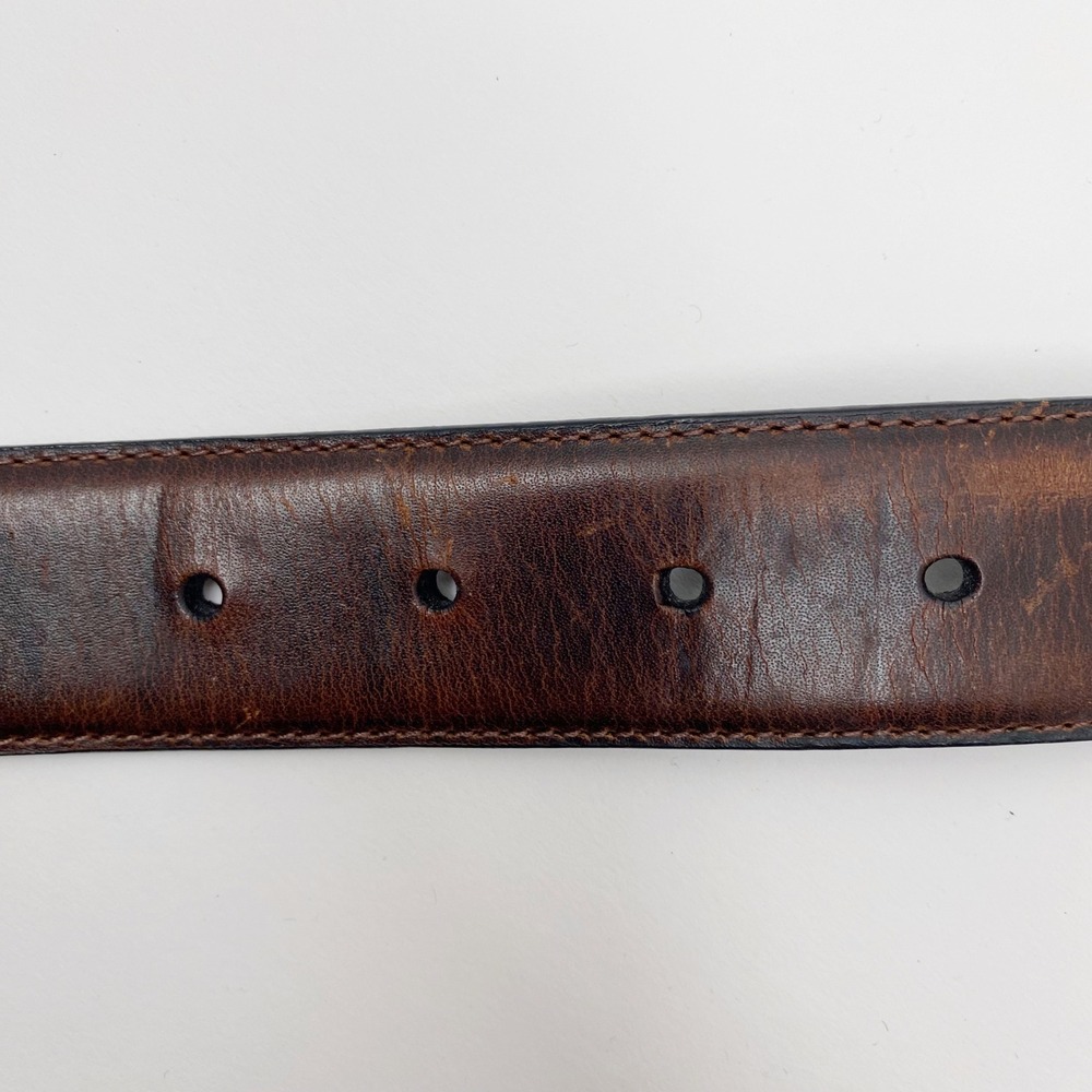 Columbia Woven Inlay Stitched Leather Casual Belt Mens 44 Brown - Picture 6 of 9